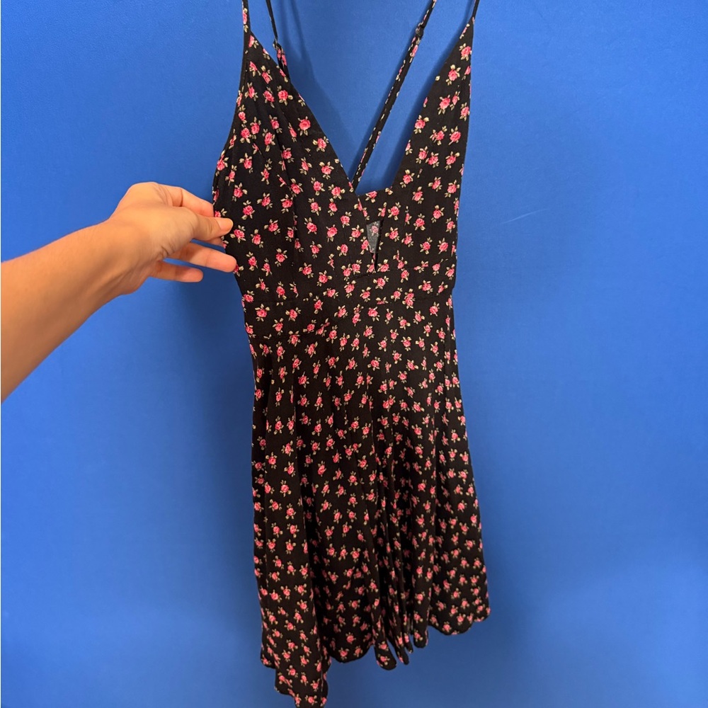Floral Black and Pink Summer Dress